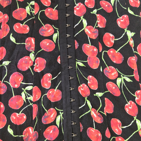 Y2K Cooperative Cherry Print Strapless Bustier Mini Dress Y2K Pinup Size Small - Picture 7 of 8
